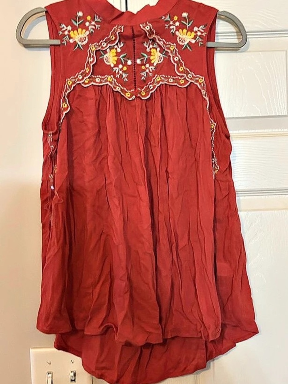 Entro Embroidered Red Top